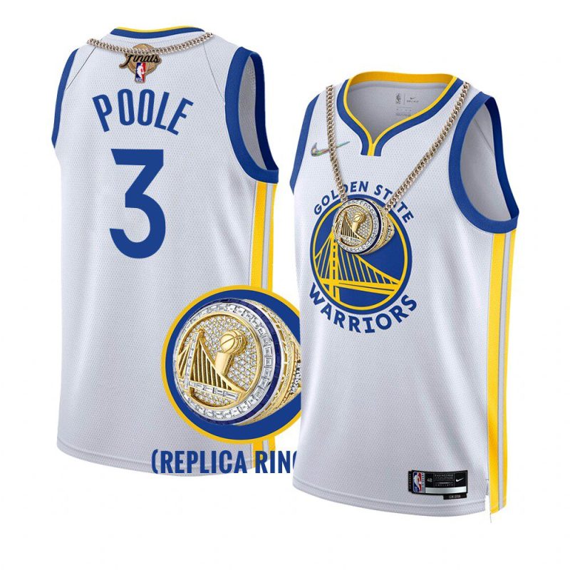 warriors jordan poole 2022 nba champions whitereplica ring jersey