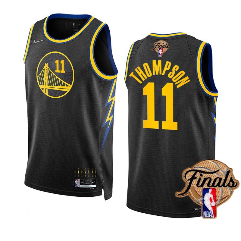 warriors klay thompson 2022 nba finals blackgold blooded jersey