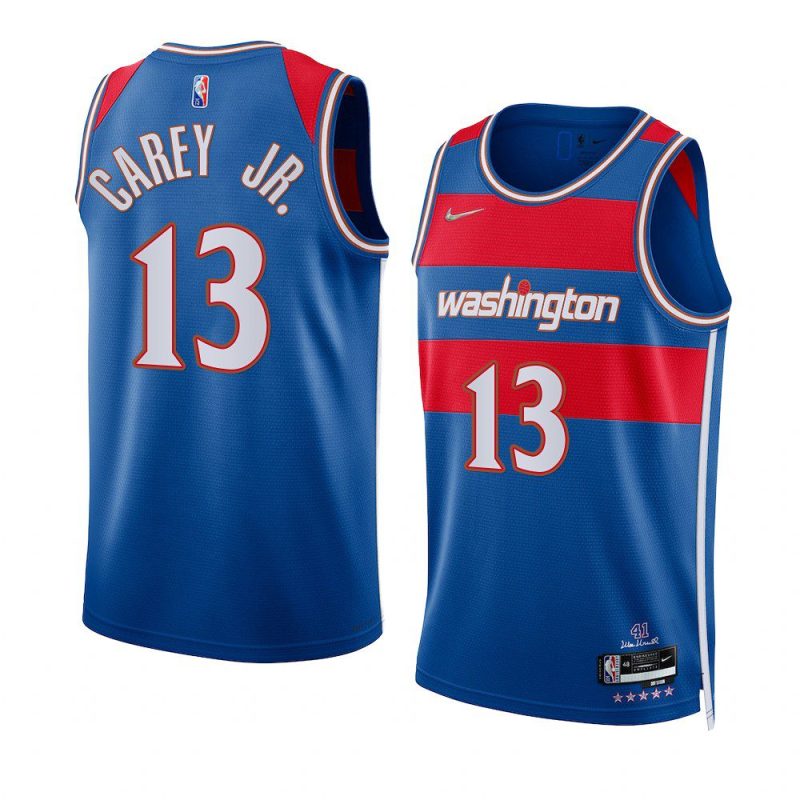 wizards vernon carey jr. blue city edition 75th diamond badge jersey