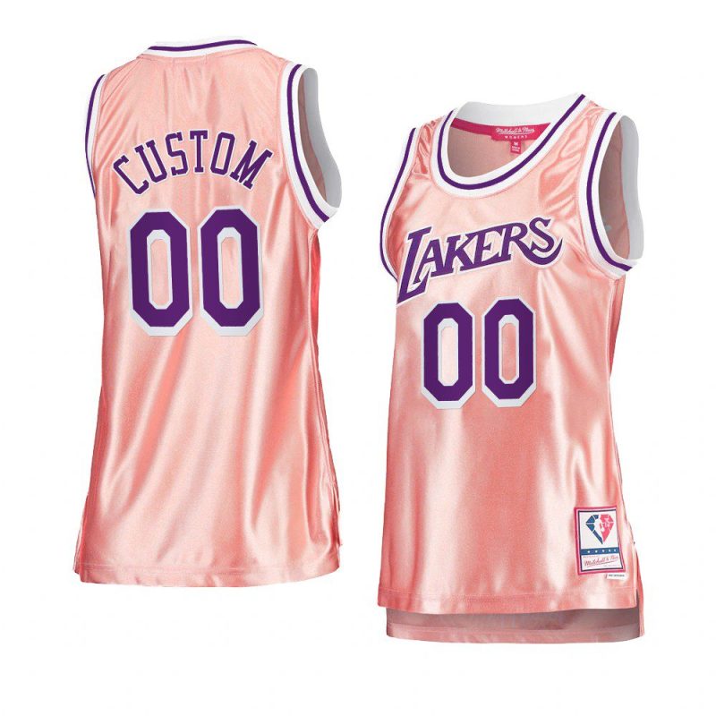 women custom pink rose gold lakersjersey