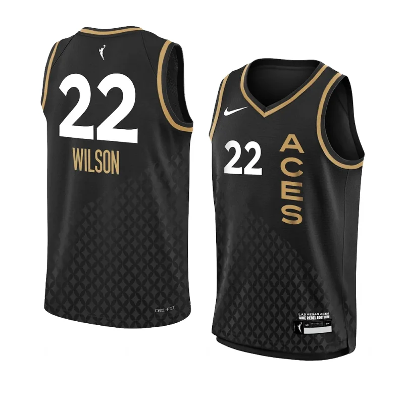 youth a'ja wilson las vegas aces black rebel edition jersey