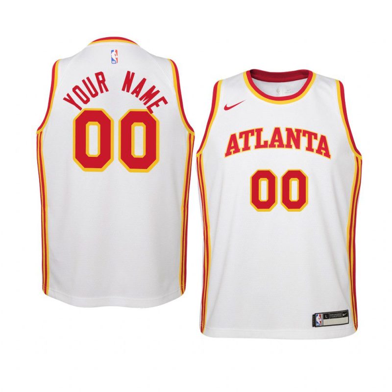 youth atlanta hawks custom white association jersey