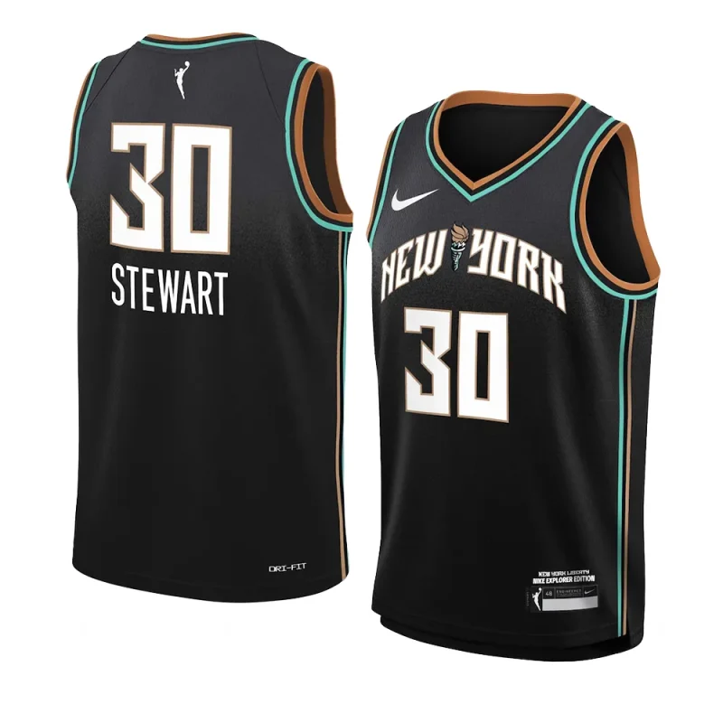 youth breanna stewart new york liberty black explorer edition jersey