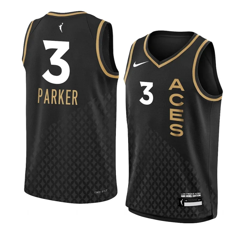 youth candace parker las vegas aces black rebel edition jersey