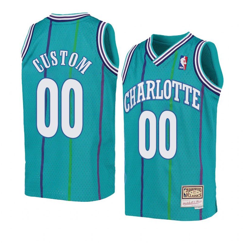 youth charlotte hornets custom swingman teal hardwood classics jersey