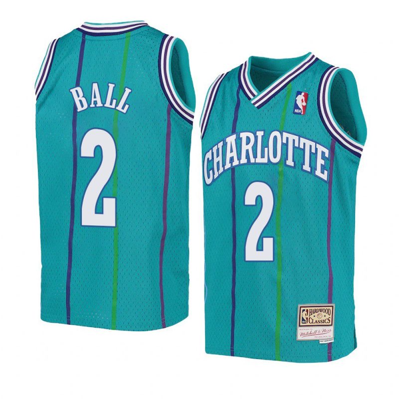 youth charlotte hornets lamelo ball swingman teal hardwood classics jersey