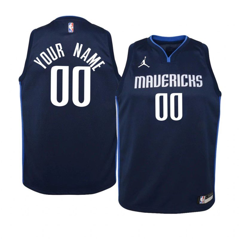 youth dallas mavericks custom navy statement jersey