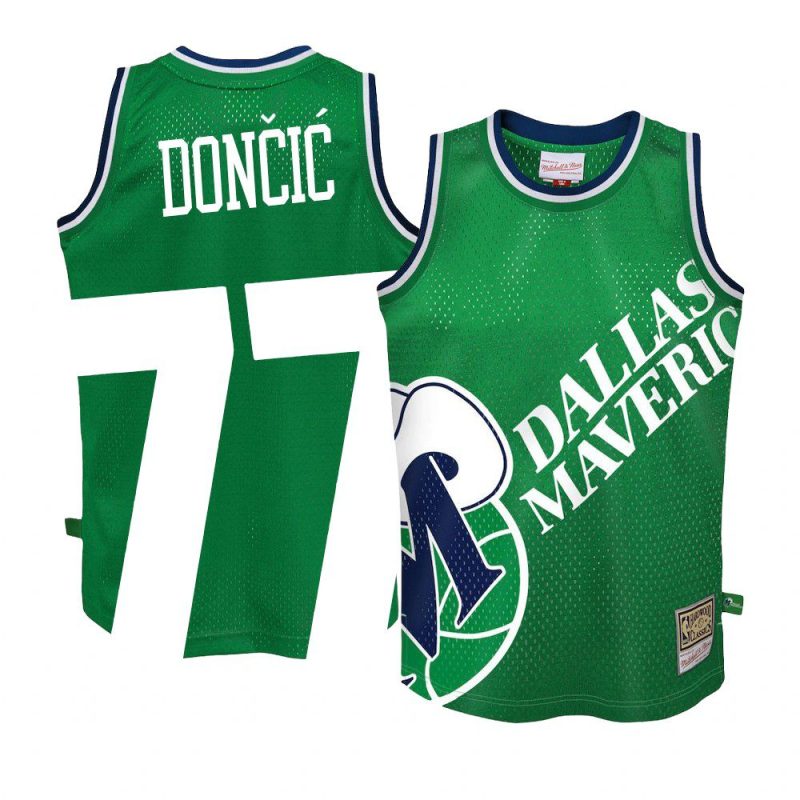 youth dallas mavericks luka doncic green big face 2.0 jersey