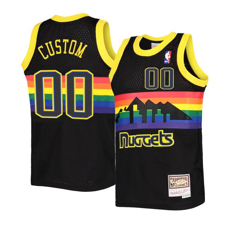 youth denver nuggets custom hardwood classics black reload jersey