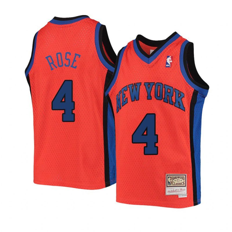 youth derrick rose hardwood classics orange reload jersey