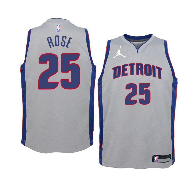 youth detroit pistons derrick rose jordan brand silver statement jersey