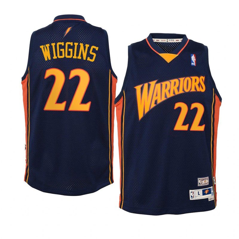 youth golden state warriors andrew wiggins retro navy hardwood classics jersey