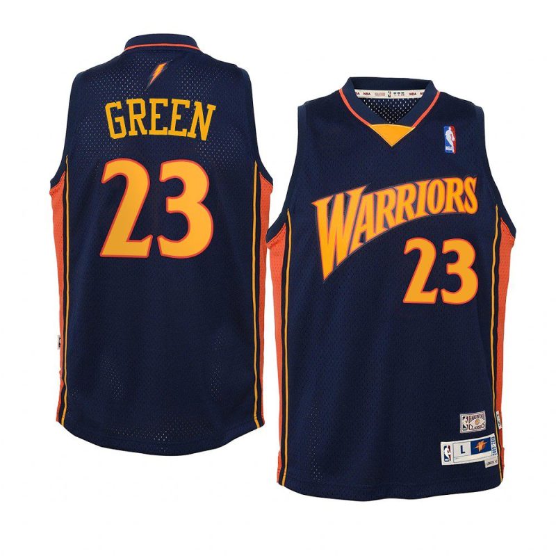 youth golden state warriors draymond green retro navy hardwood classics jersey