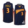 youth golden state warriors jordan poole retro navy hardwood classics jersey