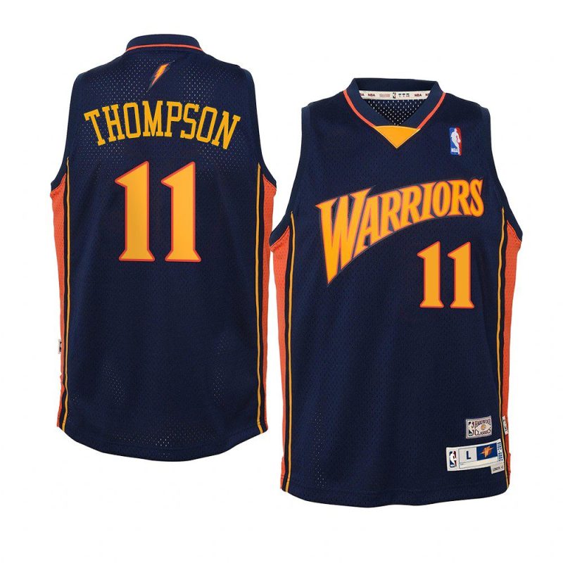 youth golden state warriors klay thompson retro navy hardwood classics jersey