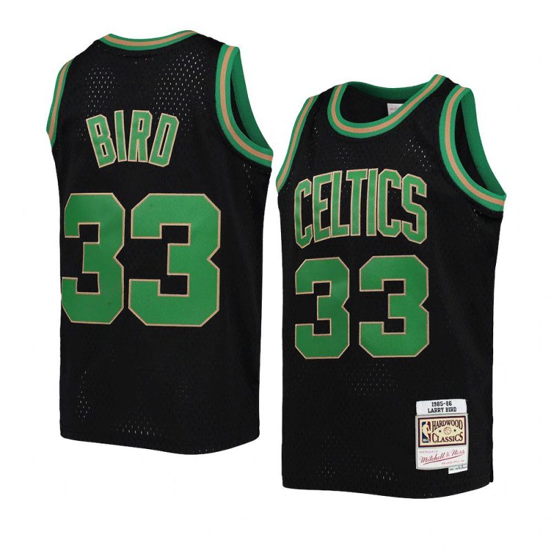 youth larry bird hardwood classics black reload jersey