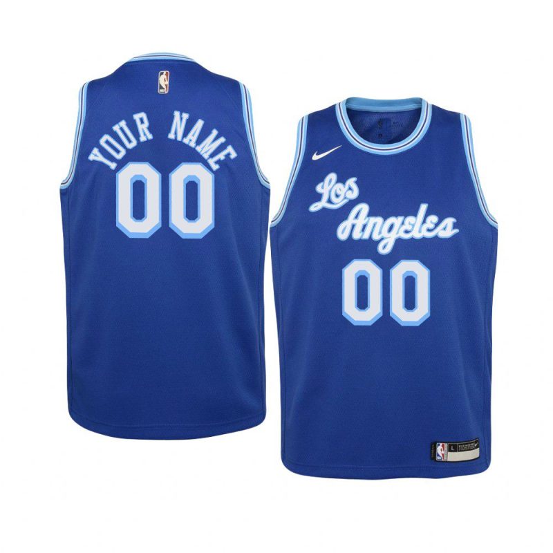 youth los angeles lakers custom blue hardwood classics jersey