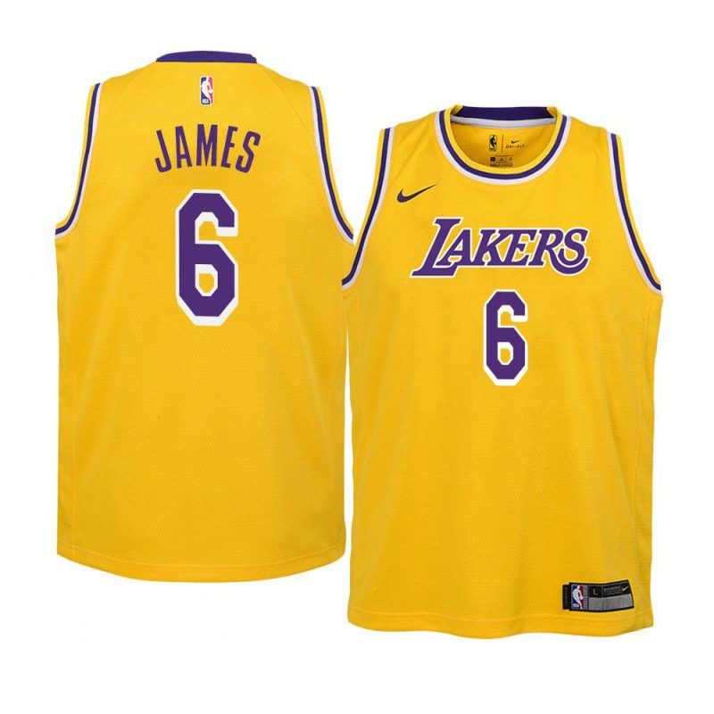 youth los angeles lakers lebron james gold icon edition jersey