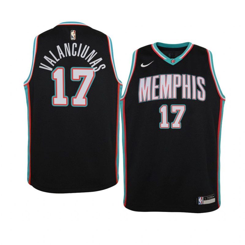 youth memphis grizzlies jonas valanciunas black hardwood classics jersey