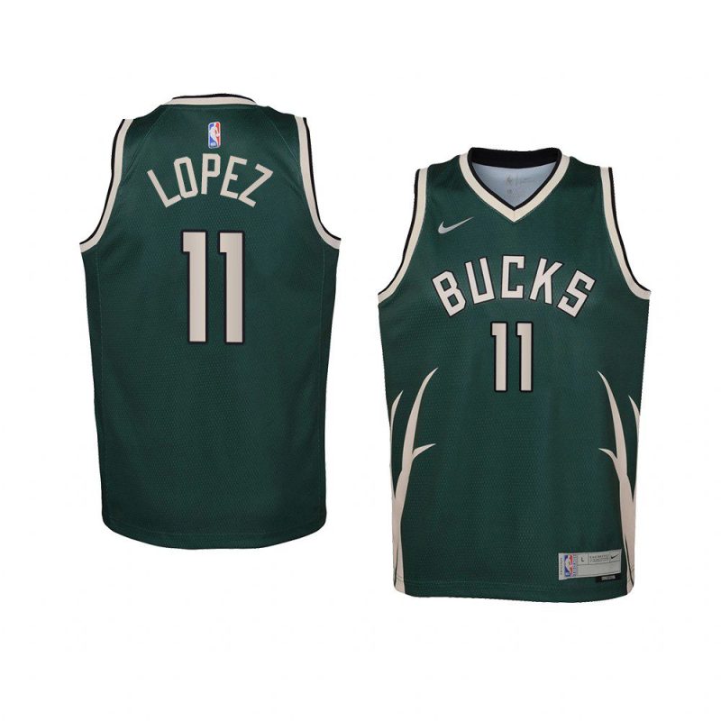 youth milwaukee bucks brook lopez swingman green earned edition jersey