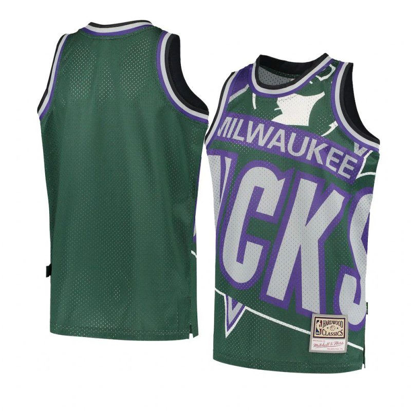 youth milwaukee bucks hardwood classics green big face 2.0 jersey