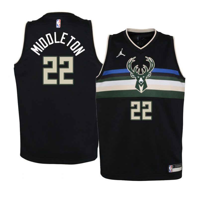 youth milwaukee bucks khris middleton jumpman black statement jersey