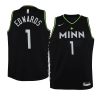 youth minnesota timberwolves anthony edwards black city jersey