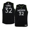 youth minnesota timberwolves karl anthony towns new uniform black city edition jersey