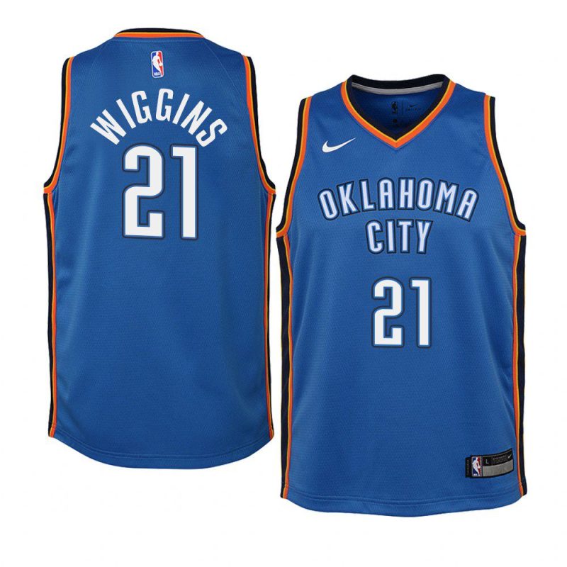 youth oklahoma city thunder aaron wiggins 2021 nba draft blue icon edition jersey