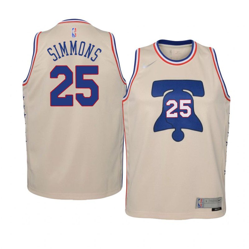 youth philadelphia 76ers ben simmons cream earned jersey