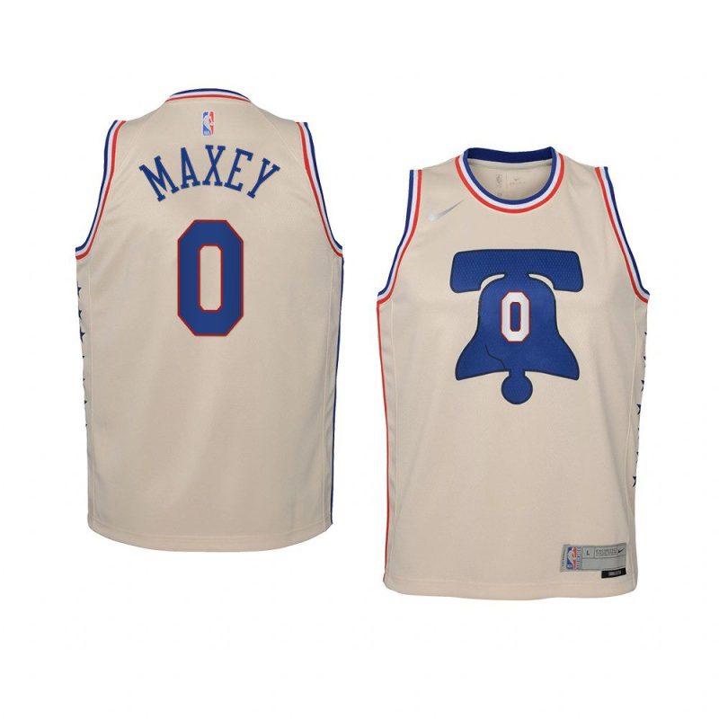 youth philadelphia 76ers tyrese maxey swingman cream earned edition jersey