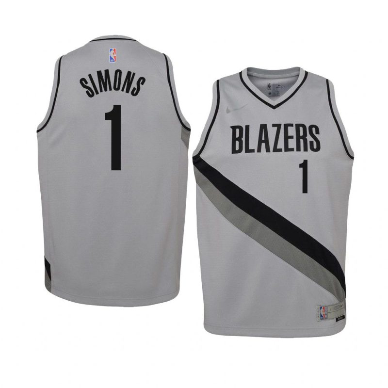 youth portland trail blazers anfernee simons gray earned jersey