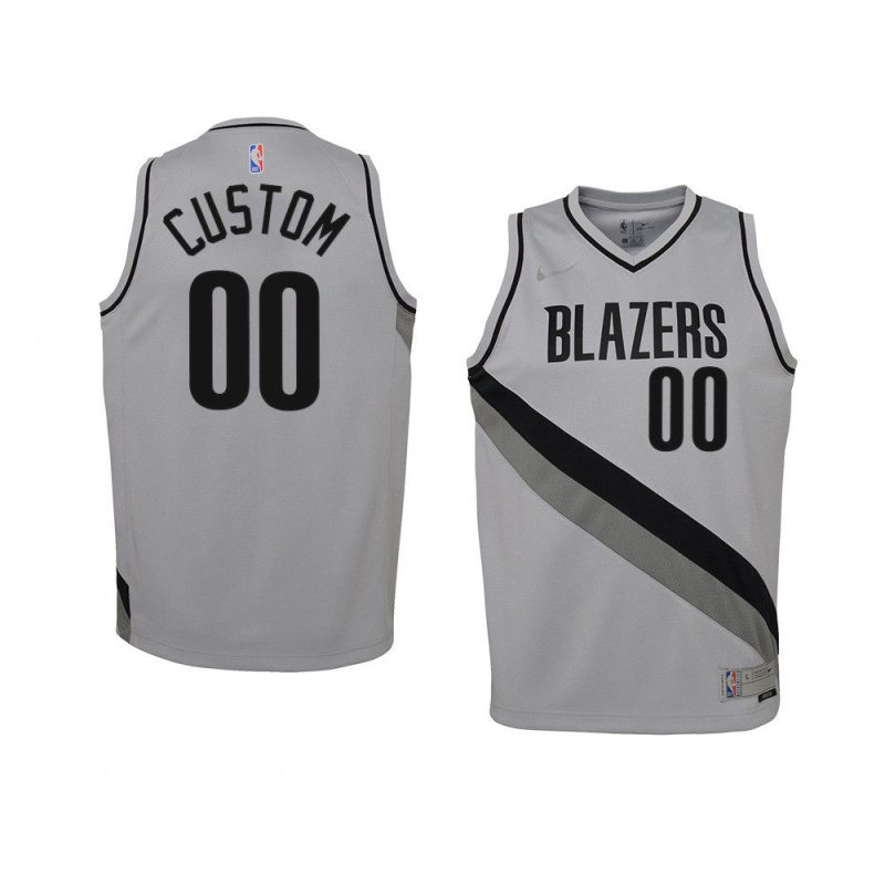 youth portland trail blazers custom swingman gray earned edition jersey