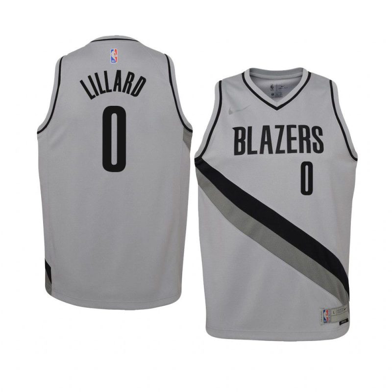 youth portland trail blazers damian lillard gray earned jersey