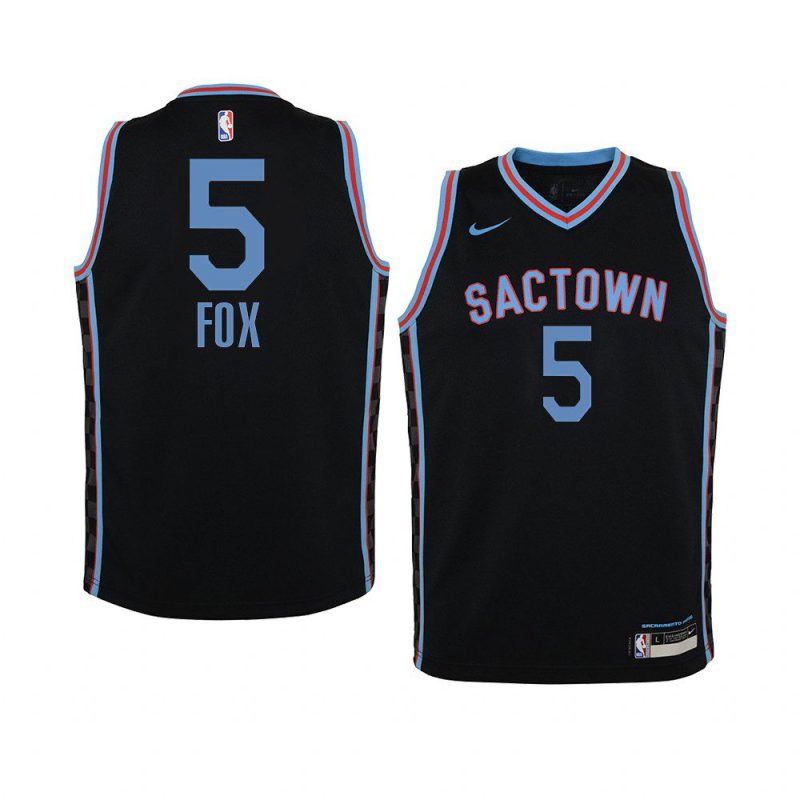 youth sacramento kings de'aaron fox black city edition jersey