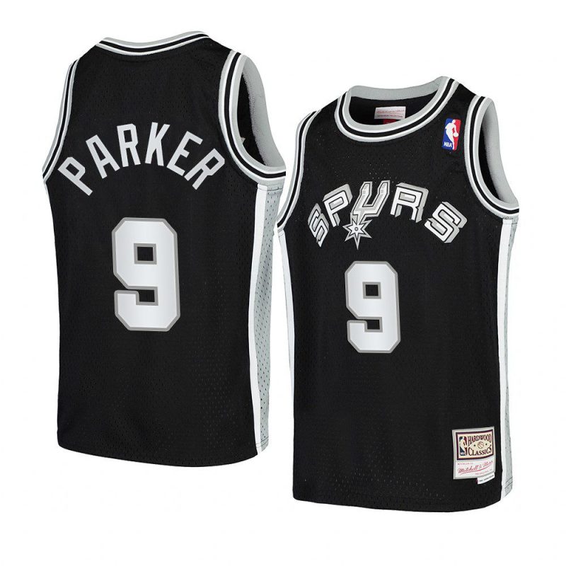 youth san antonio spurs tony parker black hardwood classics jersey