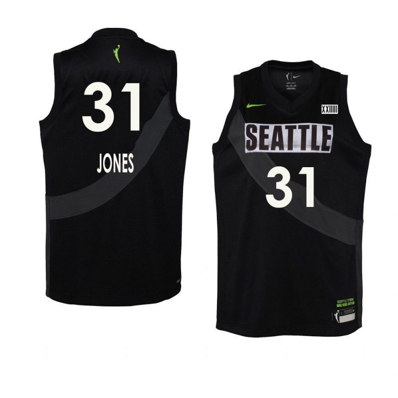 youth seattle storm n'dea jones black rebel edition jersey