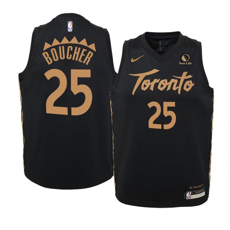 youth toronto raptors chris boucher sun life patch black city jersey