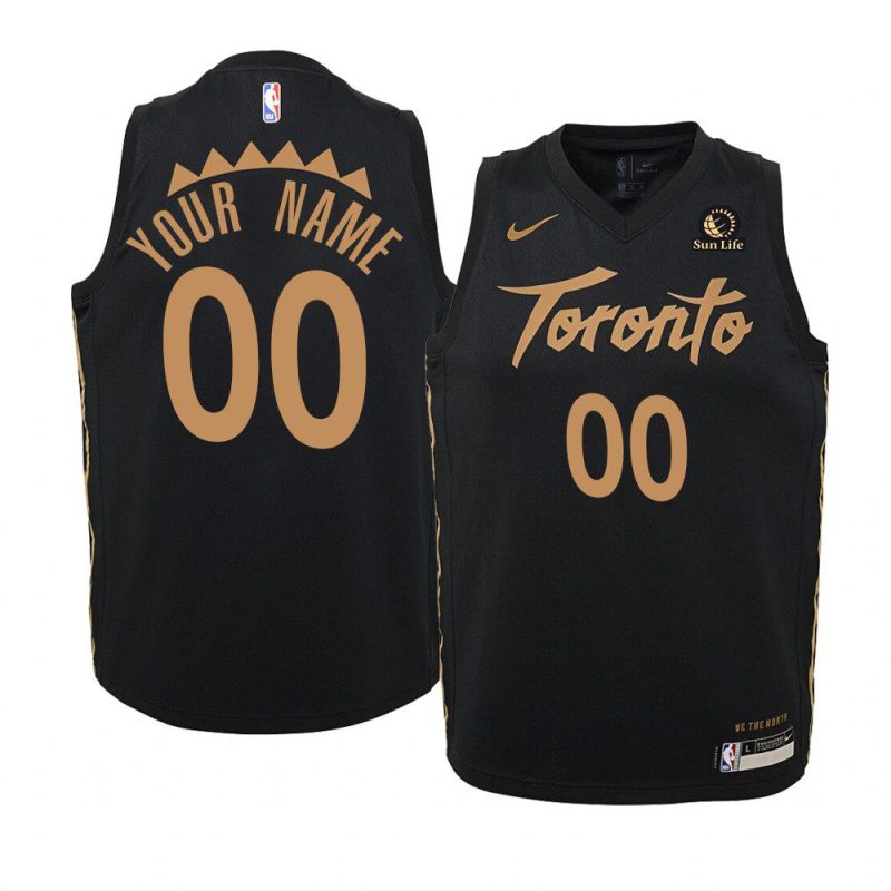 youth toronto raptors custom sun life patch black city jersey