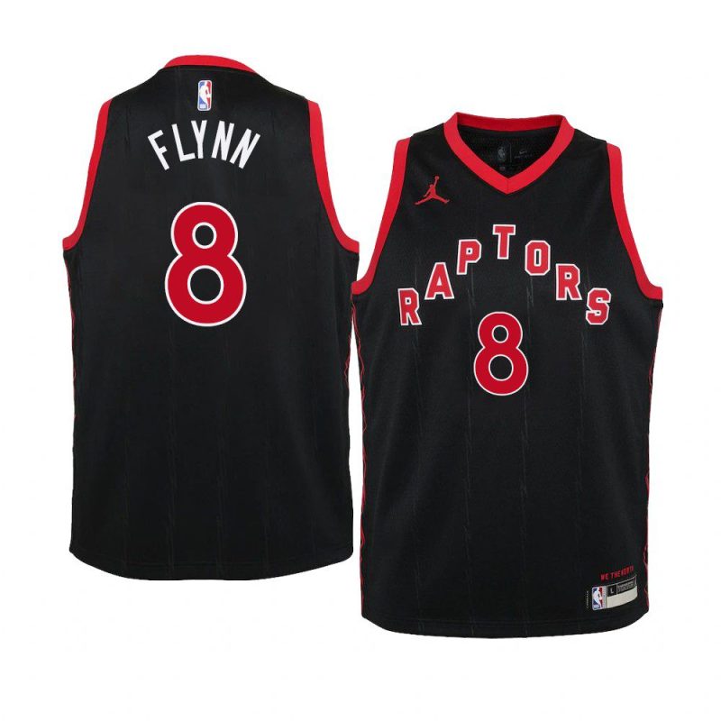 youth toronto raptors malachi flynn black statement jersey