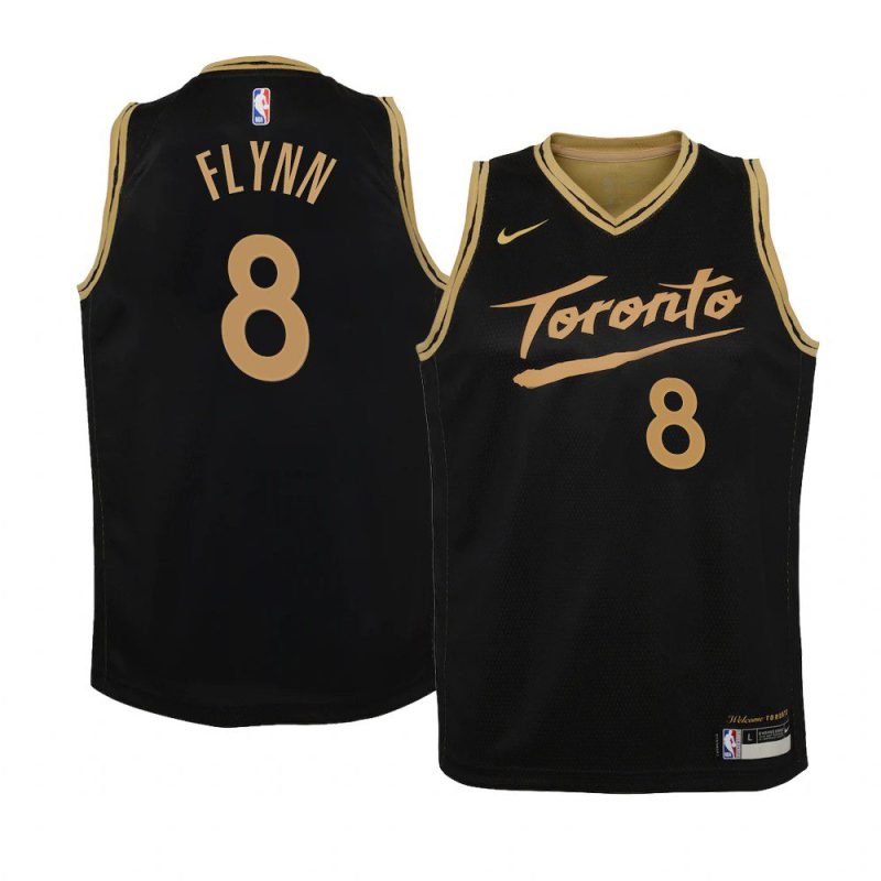 youth toronto raptors malachi flynn swingman black city edition jersey