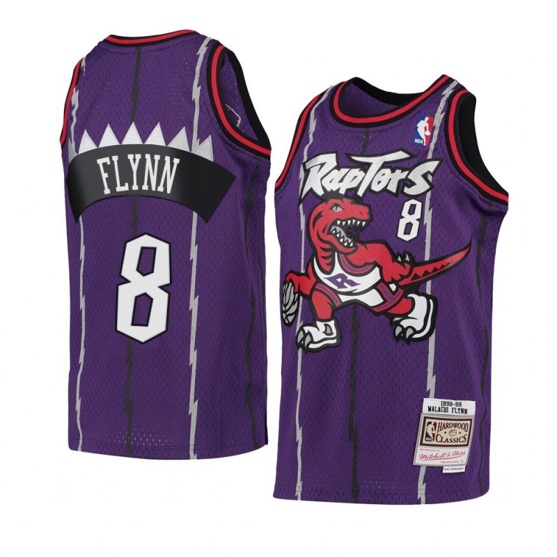 youth toronto raptors malachi flynn throwback purple hardwood classics jersey