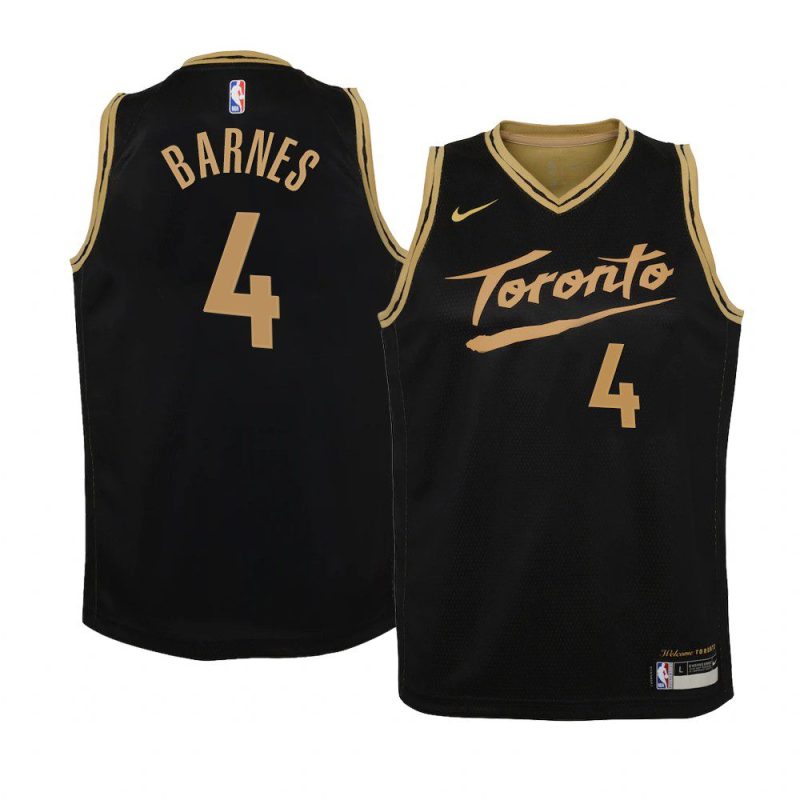 youth toronto raptors scottie barnes 2021 nba draft black city edition jersey