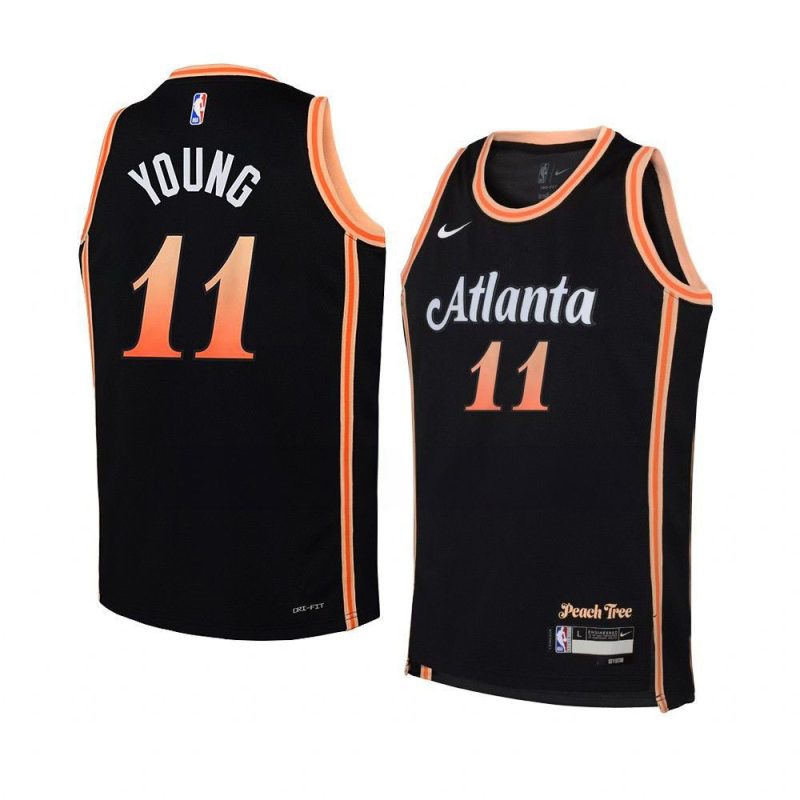 youth trae young hawks black city edition jersey 1