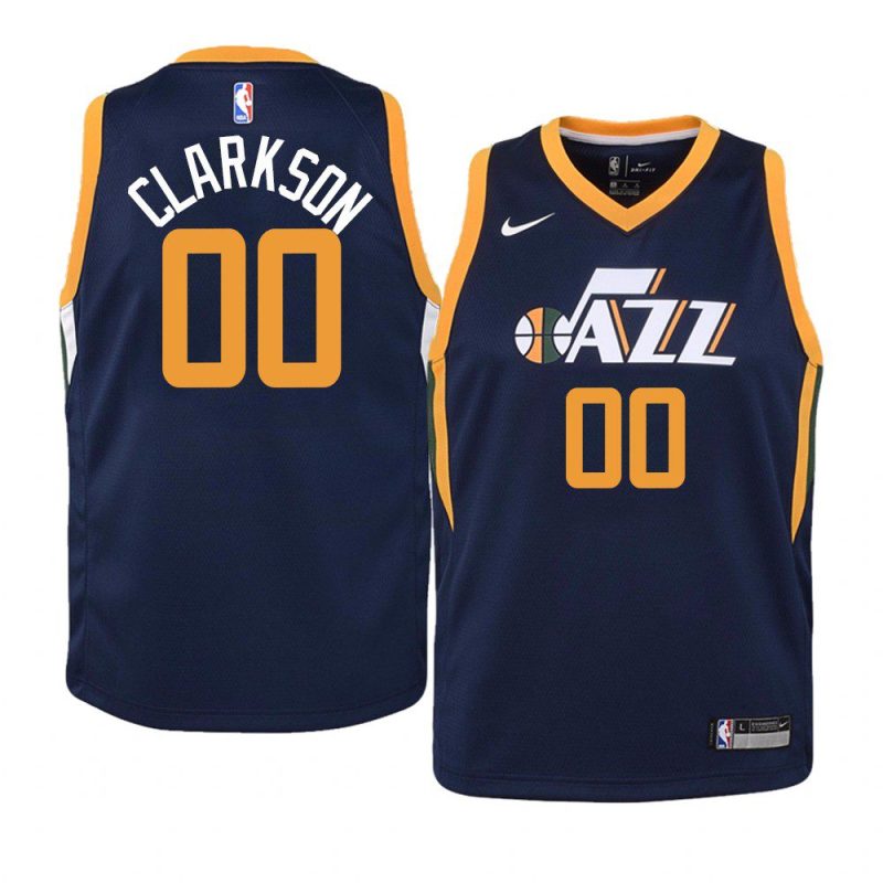 youth utah jazz jordan clarkson navy icon edition jersey