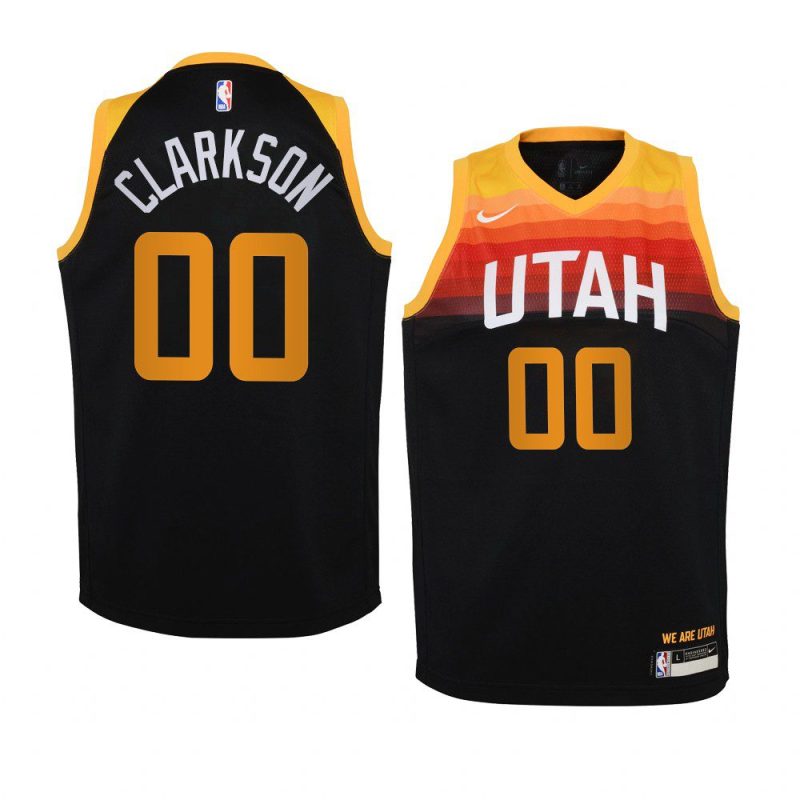 youth utah jazz jordan clarkson new uniform black city jersey