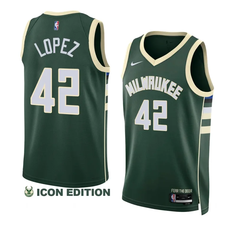 bucks robin lopez green 2022 2023icon edition swingman jersey