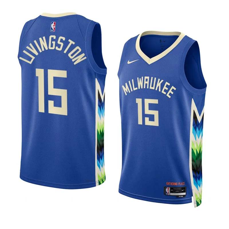 chris livingston bucksjersey 2022 2023city edition blueswingman