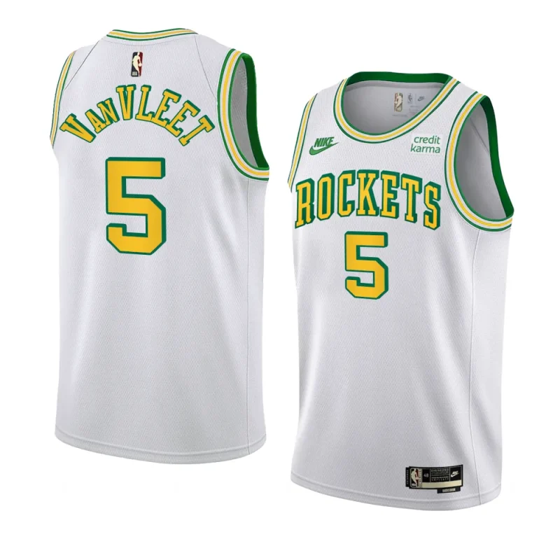 fred vanvleet rocketsjersey 2022 23classic edition whiteswingman