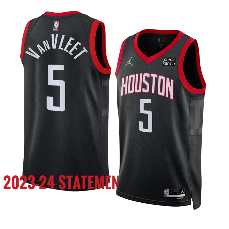 fred vanvleet rocketsjersey 2023 24statement edition blackswingman